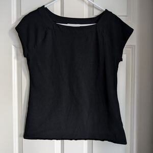 Black House White Market square neck cap sleeve tee in black